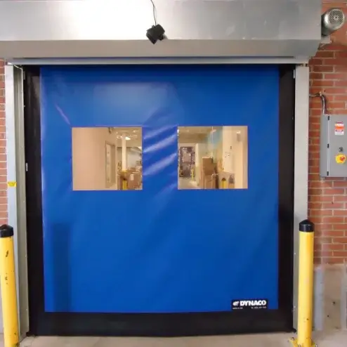 Photo of a Dynaco roll up fabric door for a loading dock provided by Just-Rite Equipment