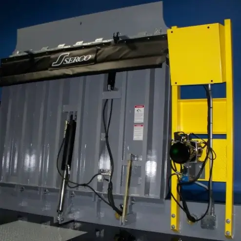 Photo of a vertical style dock leveler.